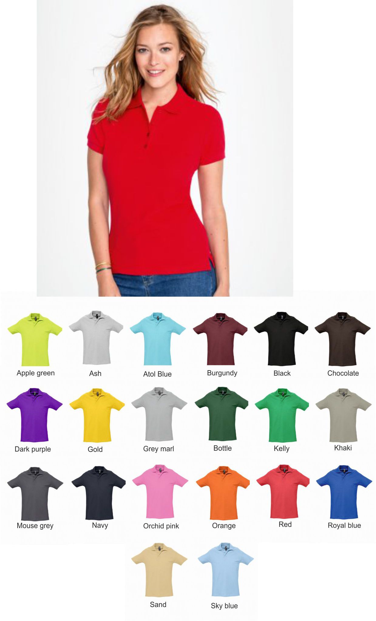 Sol's 11310 Ladies People CottonPique Polo Shirt - Click Image to Close